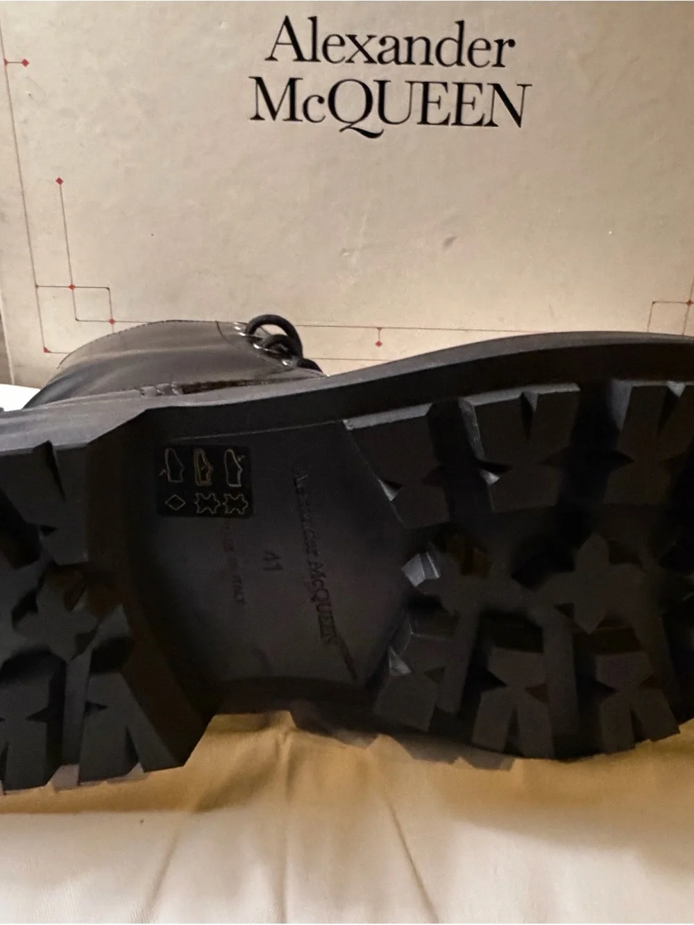 Alexander McQueen Leather Lace-Up Combat Boots Black - Size 41 (Worn Once)